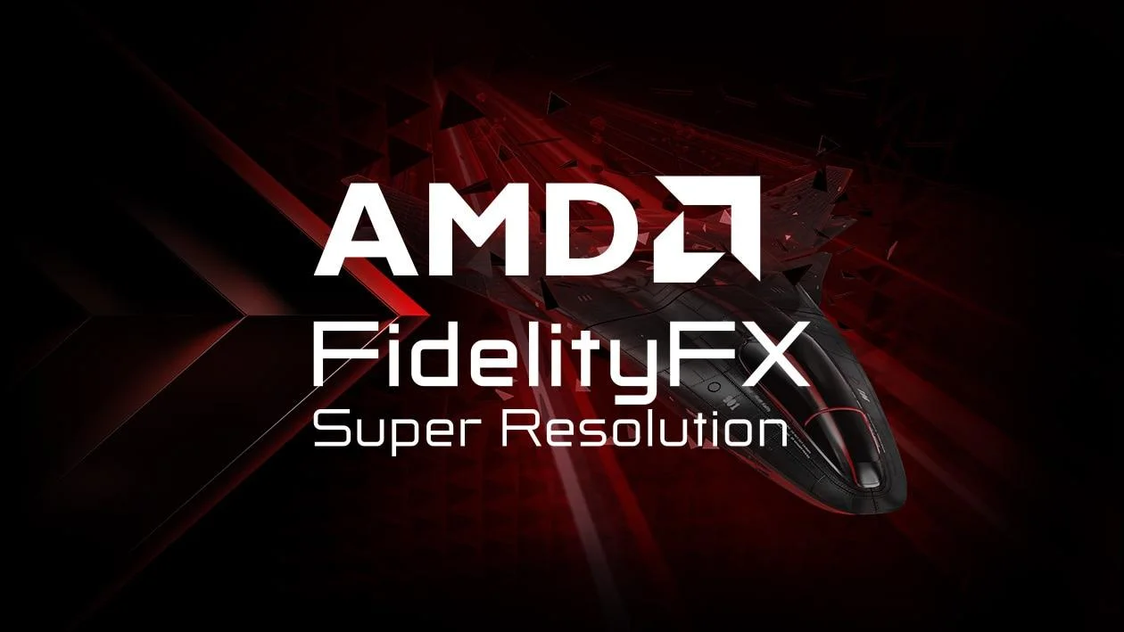כרטיס גרפי של AMD ותצוגה של טכנולוגיית שיפור תמונה במשחקי מחשב.